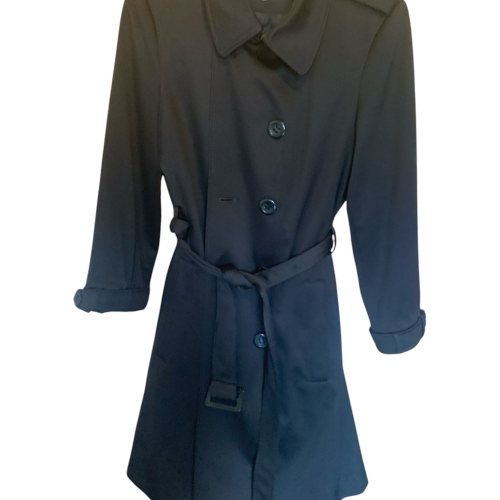 Calvin Klein Black Classic Trench Coat with Belt